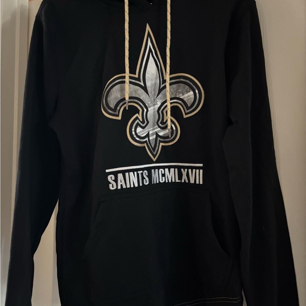NFL Black Hoodie with Gold and Silver Saints Design